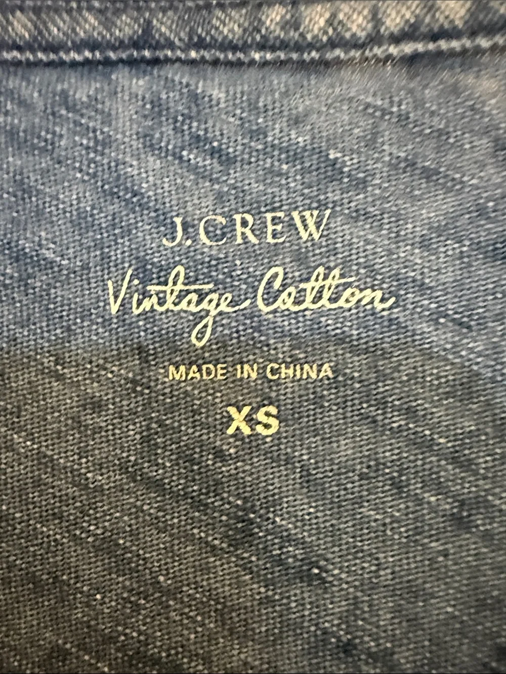 J. Crew Vintage 100% Cotton Long-Sleeve V-Neck Tee in Dark Heather Blue